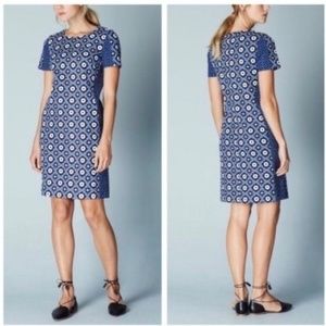 Boden Pippa Blue Geo Floral Print Shift Dress